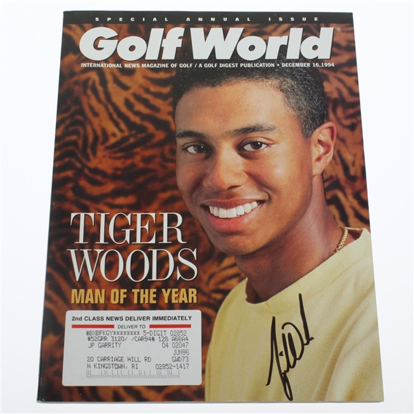 Tiger Woods Signed December 16, 1994 'Man of the Year' Golf World Magazine JSA ALOA