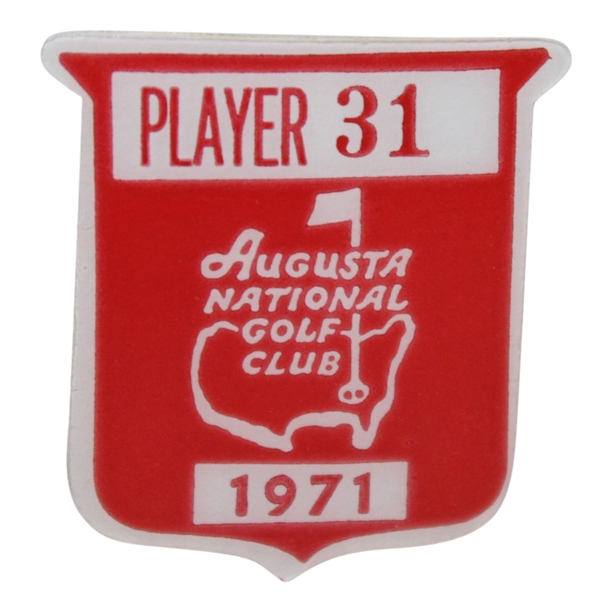 Deane Beman's 1971 Masters Tournament Contestant Badge #31 - Charles Coody Winner