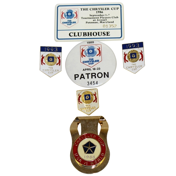 Deane Beman's The Chrysler Cup Patron & Clubhouse Badges with Pins & Money Clip