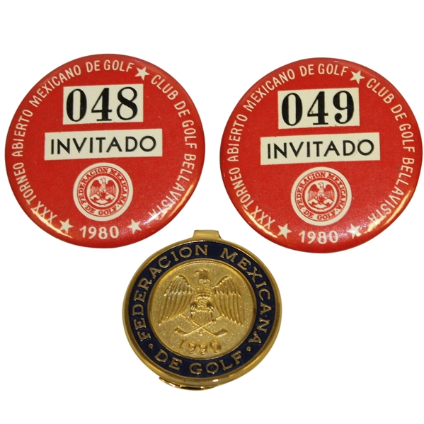Deane Beman's Mexico Open Tournament Badges(x2) & Money Clip