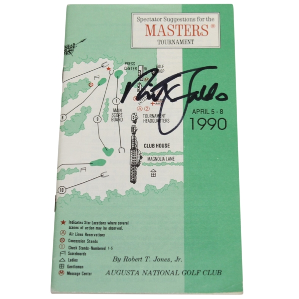 Nick Faldo Signed 1990 Masters Tournament Spectator Guide JSA ALOA