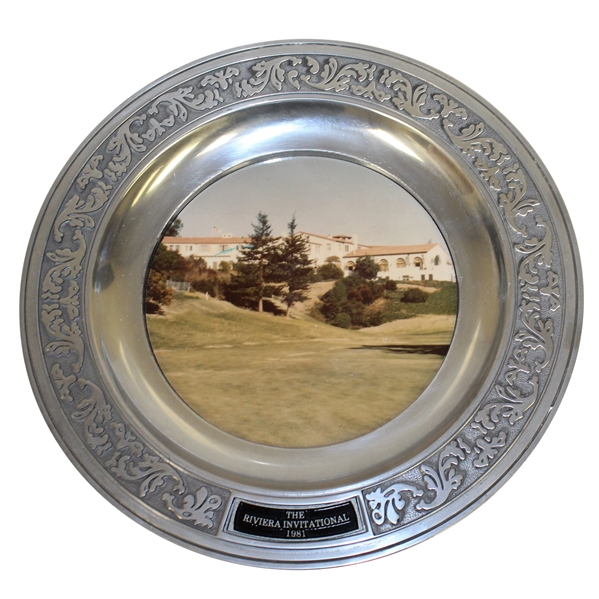 1981 The Riviera Invitational Tournament Commemorative Pewter Plate with Photo