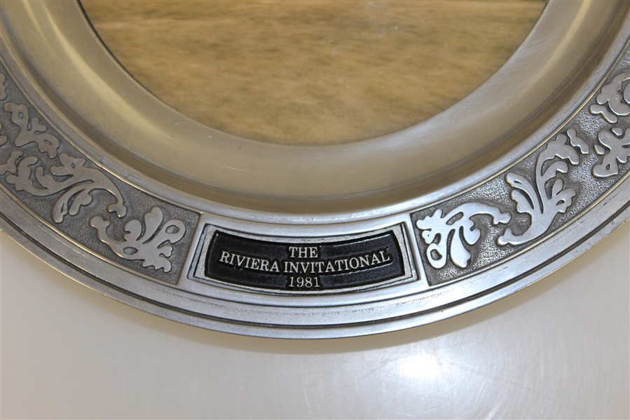 1981 The Riviera Invitational Tournament Commemorative Pewter Plate with Photo