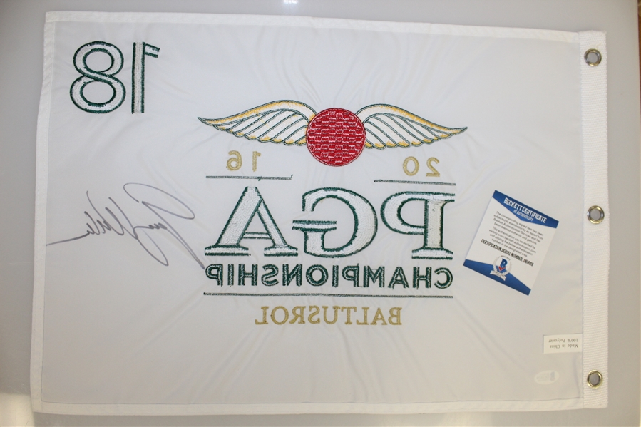 Jimmy Walker Signed 2016 PGA Championship at Baltusrol Embroidered Flag BECKETT #D61629