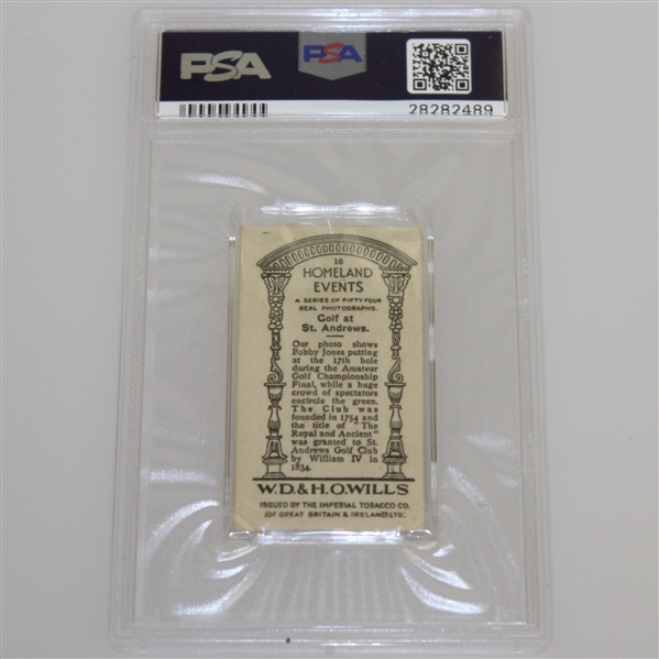 1932 Bobby Jones Putting at Road Hole 'Golf at St. Andrews' Cigarette Card PSA #28282489
