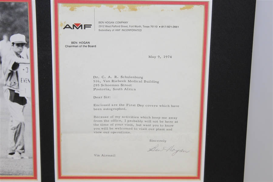 Ben Hogan Signed 1974 Letter About FDC's on Ben Hogan Company Letterhead JSA ALOA
