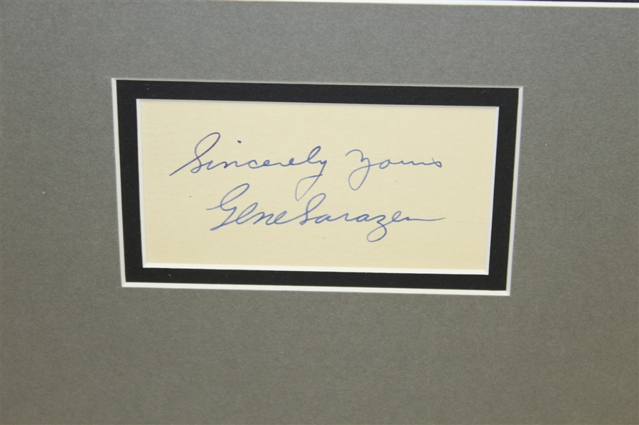 Gene Sarazen Signed Card with 11x14 B&W Photo - Matted JSA ALOA