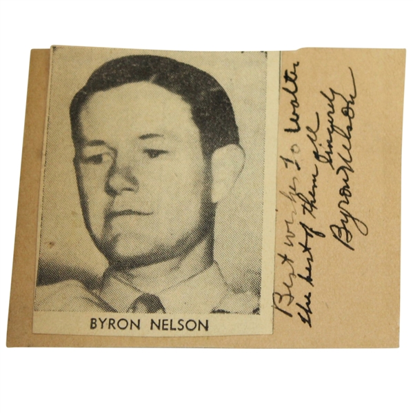 Vintage Byron Nelson Signature Mounted with Inscription JSA ALOA