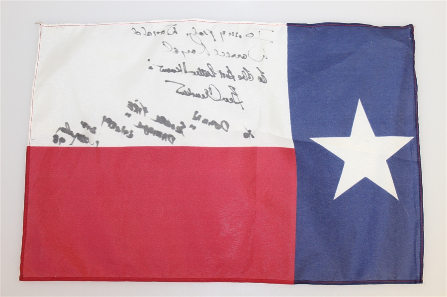 Ben Crenshaw Signed Texas Cloth State Flag to Don Cherry JSA ALOA