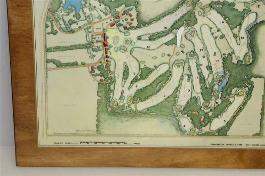 Don Cherry's Personal 1968 Augusta National GC Aerial View on Wood Perma Plaque by George Cobb