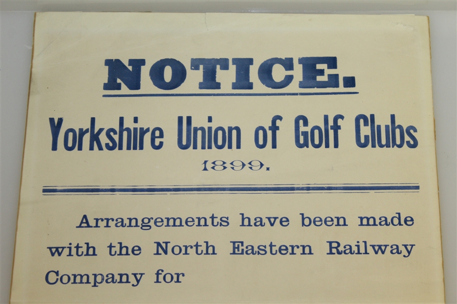 1899 Yorkshire Union of Golf Clubs North Eastern Railway Co. Train Schedule Announcement Sheet