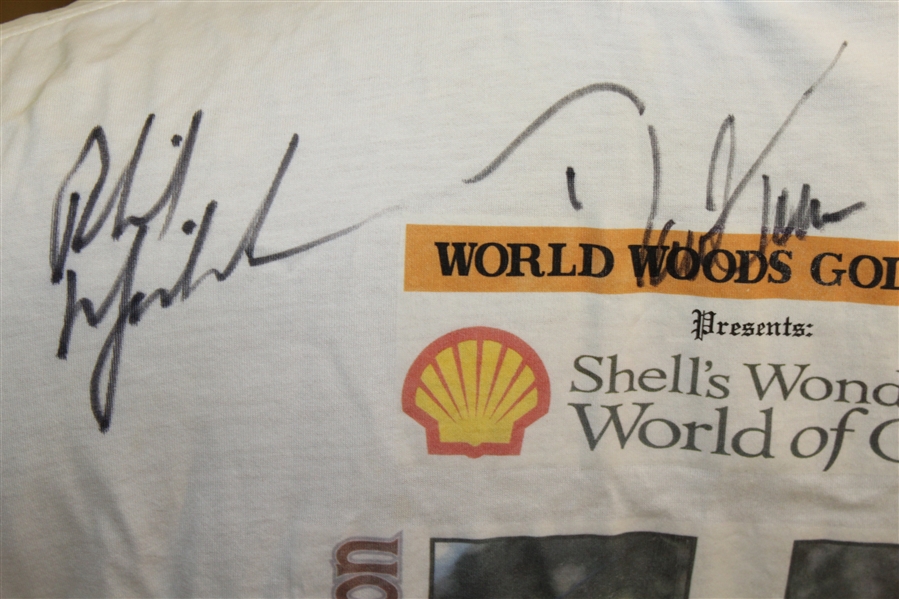 Phil Mickelson & David Toms Signed 2002 Shell's World of Golf at World Woods Shirt JSA ALOA