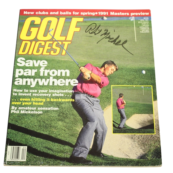 Phil Mickelson Classic Signed 1991 Golf Digest Magazine JSA ALOA