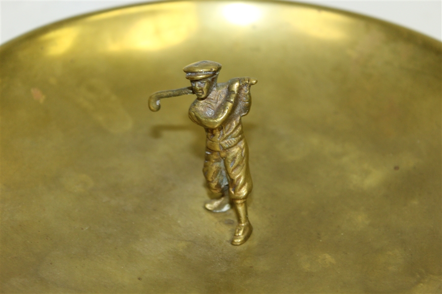 Undated & Unmarked Bronze Colored Candy Dish with Figural Golfer - 8 Diameter