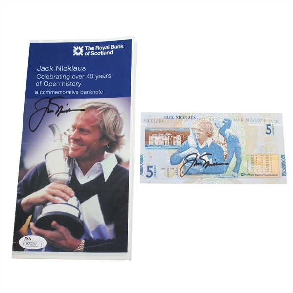 Jack Nicklaus Signed RBS 5lb Note & Signed RBS Sleeve JSA #R29697 & #R29696