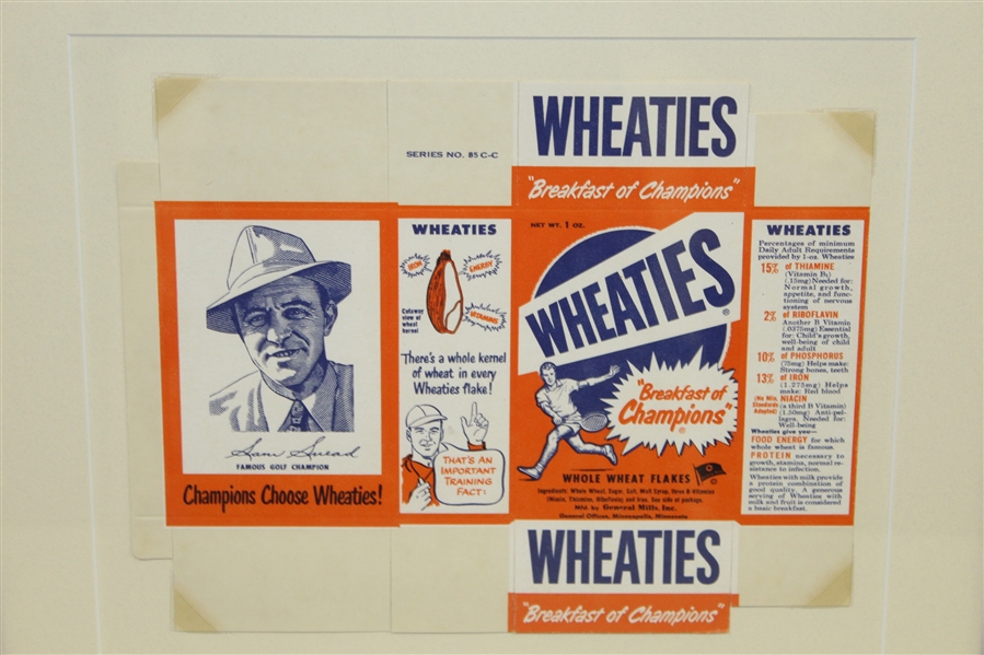 Sam Snead Signed Photo with 1951 Wheaties Cereal Box - Framed JSA ALOA