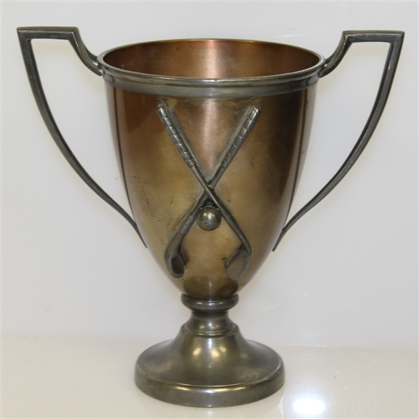 1910 Woodland Golf Club Bronze & Pewter Trophy Cup Won by E.S. Benedict
