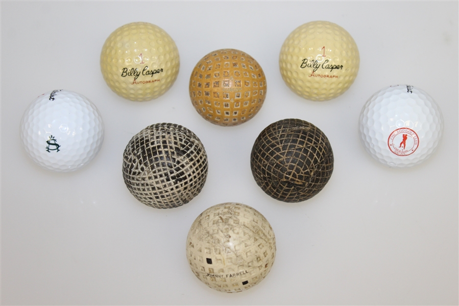 Eight Miscellaneous Golf Balls - Casper, Dunlop, Chicago GC, Johnny Farrell, & others