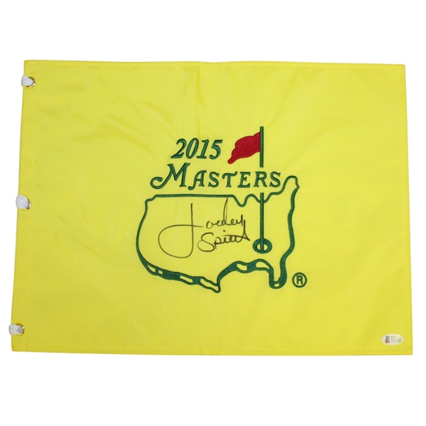 Jordan Spieth Signed 2015 Masters Embroidered Flag BECKETT #E04321