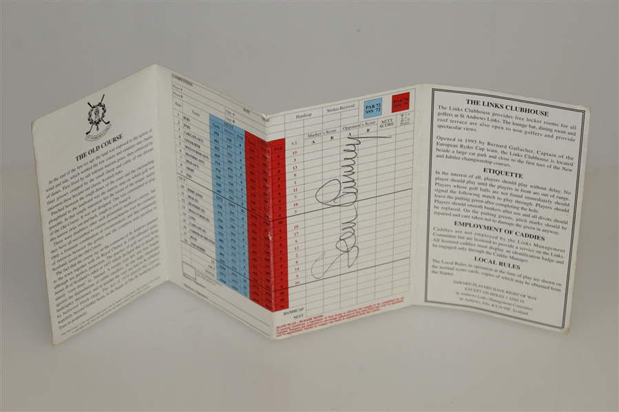 Sean Connery Signed St. Andrews The Old Course Scorecard JSA ALOA