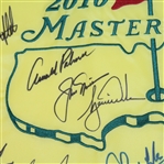 Ray Floyds 2010 Masters Champs Dinner Flag with Palmer, Nicklaus, & Woods Center! 23 Champs! JSA ALOA