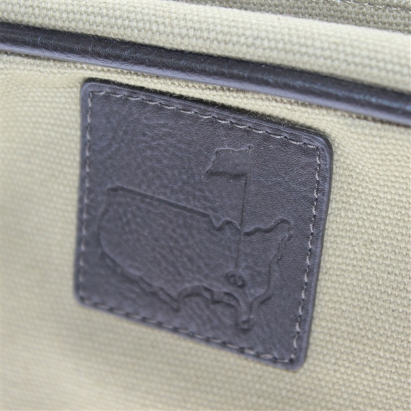 Augusta National Khaki Leather & Canvas Overnight/Shave Kit Bag