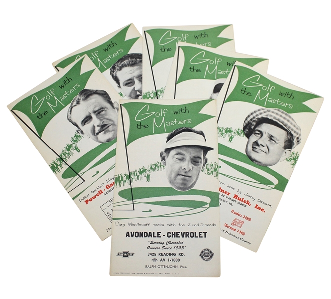Six 'Golf with the Masters' Brochures - Demaret, Middlecoff, Mangrum, & others