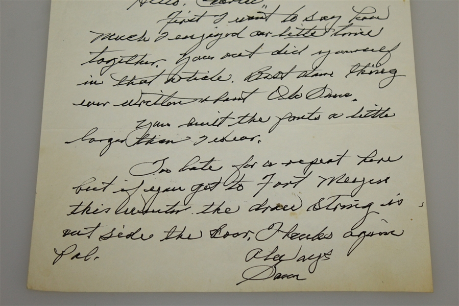 Sam Snead Signed Handwritten Letter to Charles Price October 12, 1988 JSA ALOA