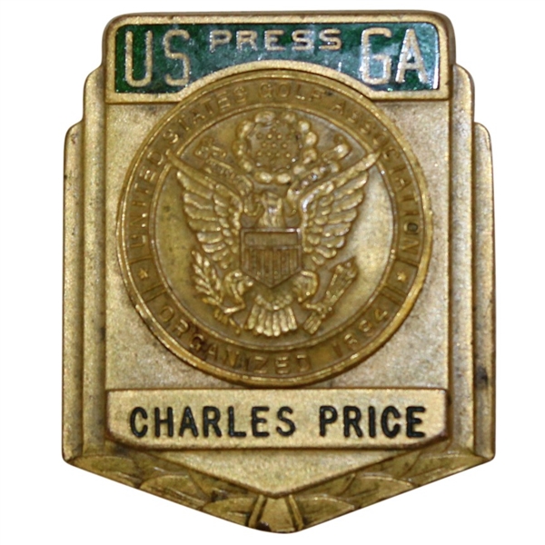Charles Price's Early Career USGA Press Credential Badge