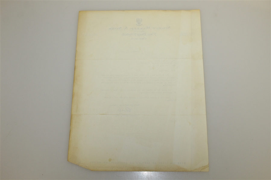 Charles Chick Evans, Jr. Signed Letter to Charles Price - October 23, 1962 JSA ALOA
