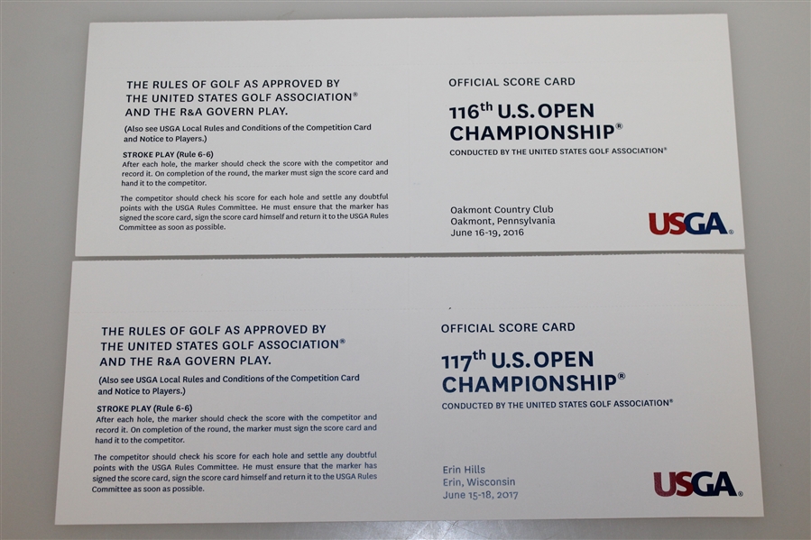 2016 & 2017 Official US Open Scorecards - Oakmont & Erin Hills