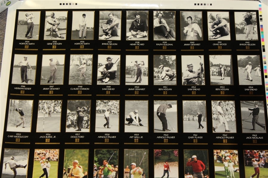 Uncut Sheet of Gold Foil Masters Grand Slam Ventures 1934-1996 Golf Cards