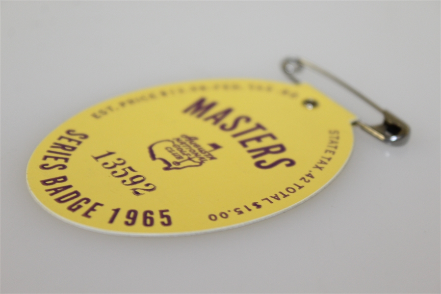 1965 Masters Tournament Series Badge #13592 - Jack Nicklaus Winner