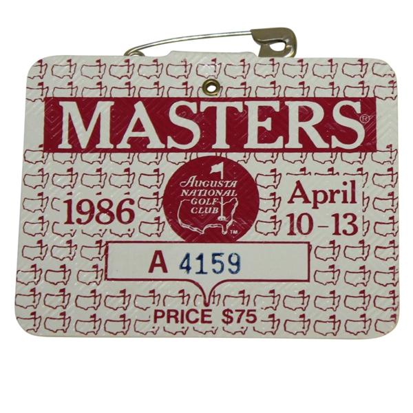 1986 Masters Tournament Series Badge #A-4159 - Jack Nicklaus Winner