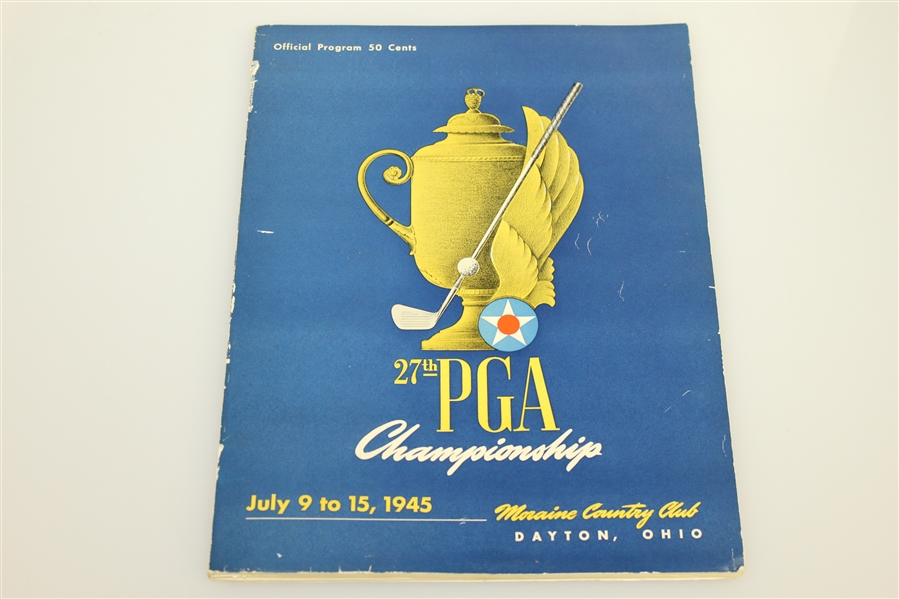 1945 PGA Championship Program & Clubhouse Staff Pass - Part of Nelson's 11 in a Row!