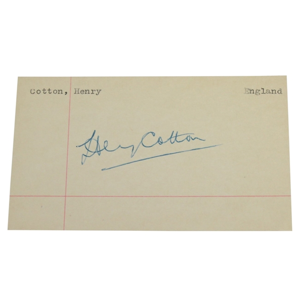 Henry Cotton Signed 3x5 Card JSA ALOA