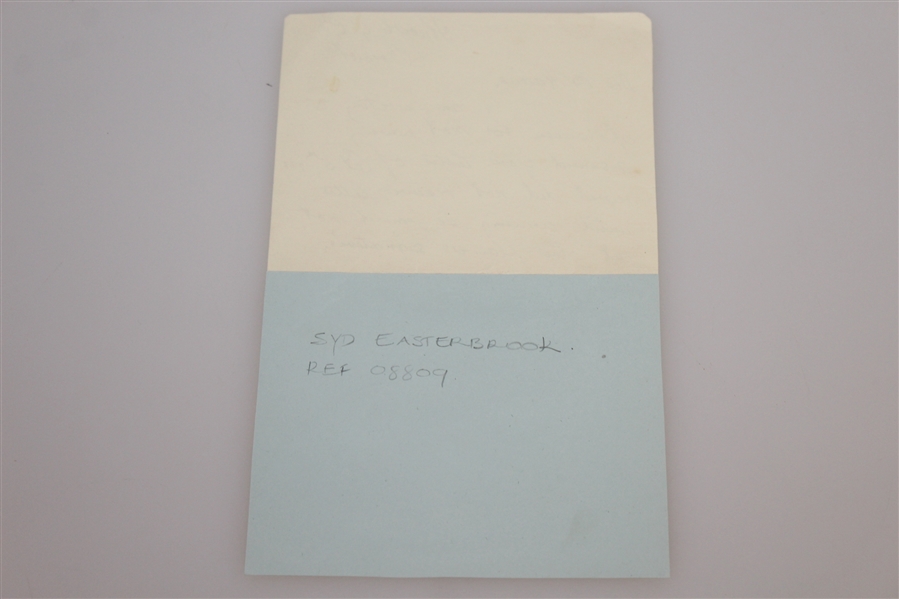 Syd Easterbrook (D-1975) Signed Letter - Deciding Point over Shute 1933 Ryder JSA ALOA