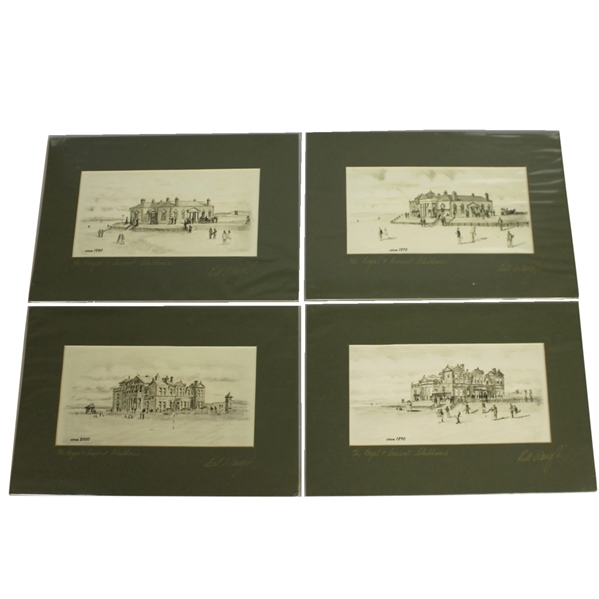 The Royal & Ancient Clubhouse 1860, 1870, 1890, & 2000 Artists Bill Waugh Signed Prints JSA ALOA