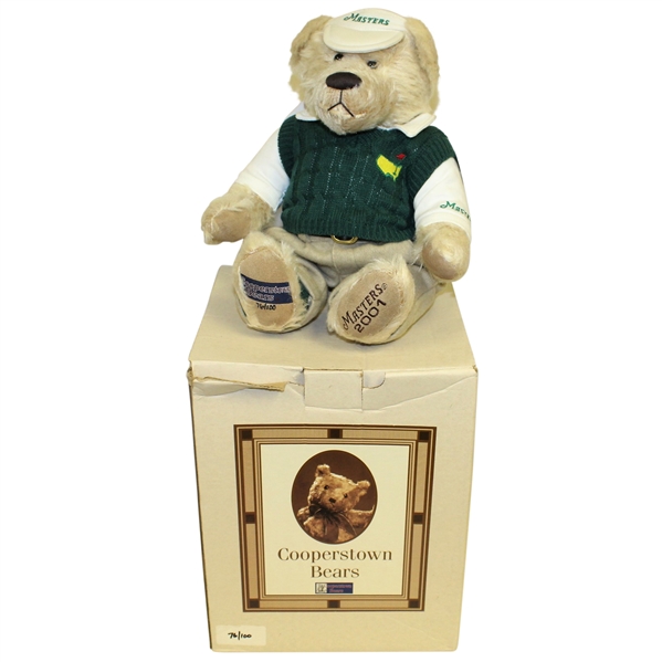 2001 Masters Tournament Ltd Ed #76/100 Cooperstown Commemorative Bear with Original Box