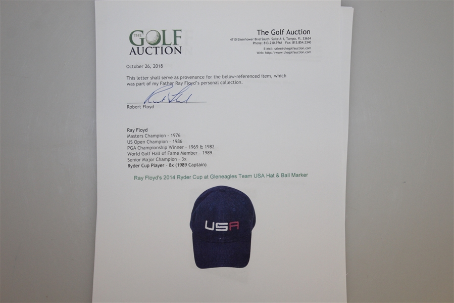 Ray Floyd's 2014 Ryder Cup at Gleneagles Team USA Hat & Ball Marker