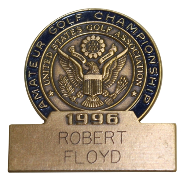 Robert Floyd's 1996 US Amateur Contestant Badge-Semi-Finalist-Tiger Woods Record Third Straight Am. Win