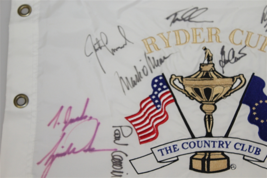 1999 Ryder Cup 'Battle at Brookline' Flag Signed by 11 US & 2 Euros W/Tiger JSA ALOA