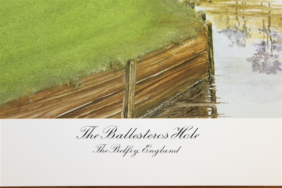 Seve Ballesteros Signed 1987 'The Ballesteros Hole' Ltd Ed Lithograph by Artist Bill Waugh