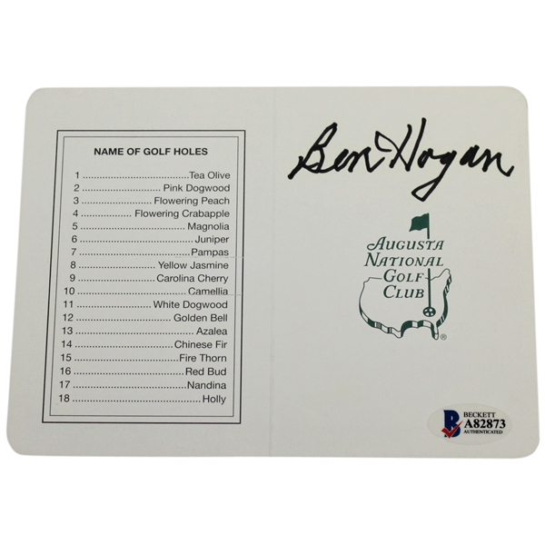 Ben Hogan Signed Official Augusta National Golf Club Scorecard FULL BECKETT #A82873