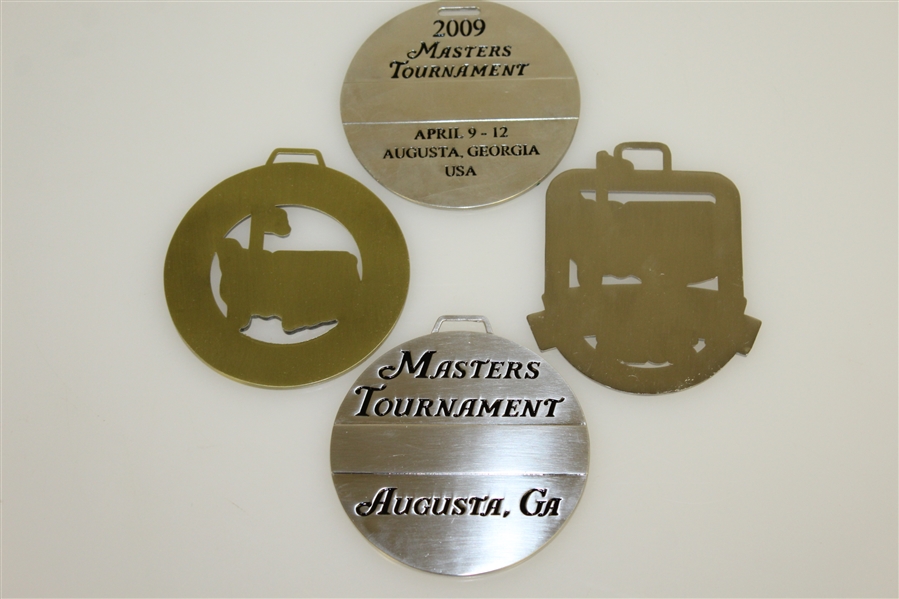 Four Masters Tournament Metal Bag Tags - 2009, 2012, 2014, & 2015