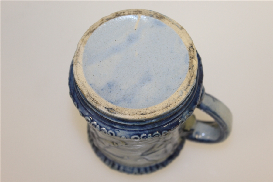Antique Golf Themed Blue Stein By Robinson
