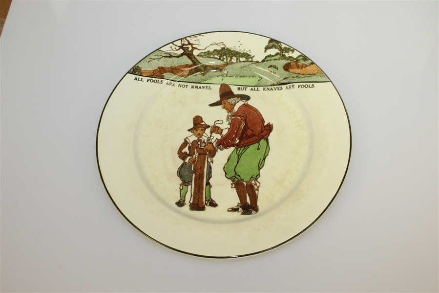 1920's Royal Doulton Golf Plate 'All Fools Are Not Knaves, But All Knaves Are Fools'