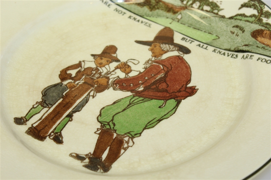 1920's Royal Doulton Golf Plate 'All Fools Are Not Knaves, But All Knaves Are Fools'
