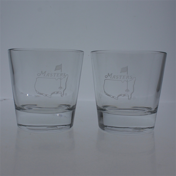 Masters Double Old Fashioned Glass w/ Frosted Etching Of The Masters Logo On Front