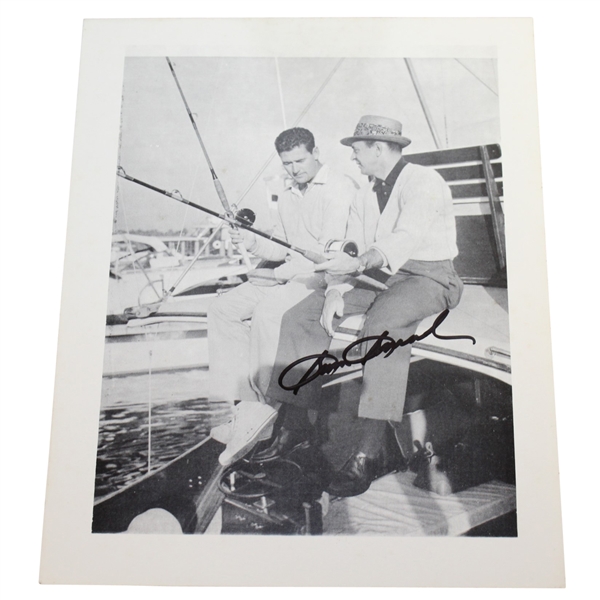 Sam Snead Signed B&W Fishing Photo with Ted Williams JSA ALOA
